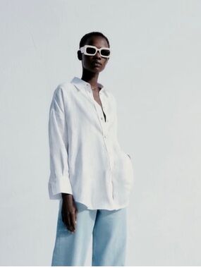 ZARA | 100% Linen Oversized fit Shirt Sz M